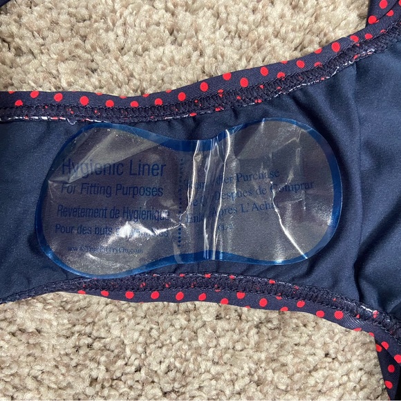 🆕 NWT DKNY Red & Navy Polka Dot Side Ring Swimsuit Bottom (never worn) - Picture 2 of 5